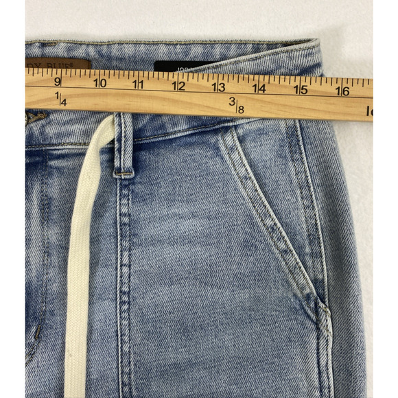 Judy Blue Jogger Jeans Womens Sz 30 Light Wash Denim Big Pockets Hi Rise Roll Up - Picture 10 of 15